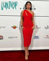 Lunivop Summer Midi Mesh Dress Bodycon One Shoulder Eveining Night Party Dresse Cut Out Draped